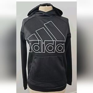 ADIDAS Size XS Active Athletic LOGO Sweatshirt Hoodie Top Long Sleeves Black